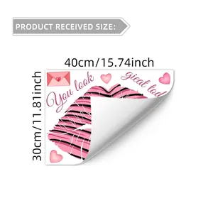 Detailed size chart for pink lips wall decals showing 40cm by 30cm product dimensions