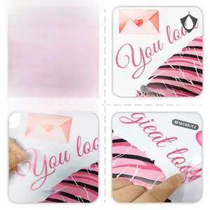Waterproof wall sticker detail showing pink lips, heart envelope, and 'You look great' text