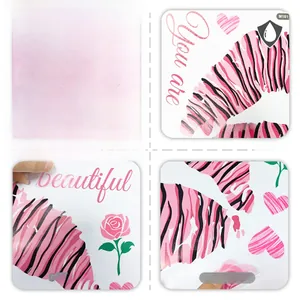 Detail of waterproof pink leopard heart and lip wall stickers with floral motifs