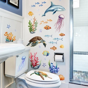 Creatieve Onderwaterwereld Zeeschildpad Dolfijn Badkuip Stickers Waterdichte PVC Badkamer Muurstickers Woondecoratie Kunst