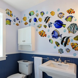 Creatieve onderwaterwereld vis muurstickers voor badkamer decoratie met tropische vismotieven
