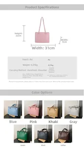 Tableau des tailles et spécifications détaillées pour le grand sac fourre-tout en PU