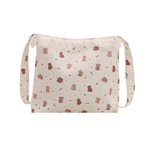 Sac fourre-tout en toile blanche avec imprimé koala et bordure en dentelle chic