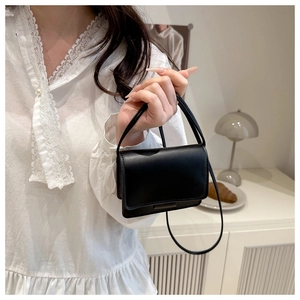 Chic black mini crossbody square bag for women with flap closure and chain strap