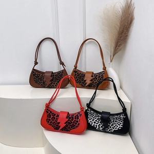 Sac à bandoulière léopard chic avec boucle éclair et double sangle en quatre couleurs