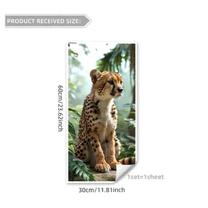 Close-up of 30x60cm leopard wall sticker showing realistic animal print and dimensions