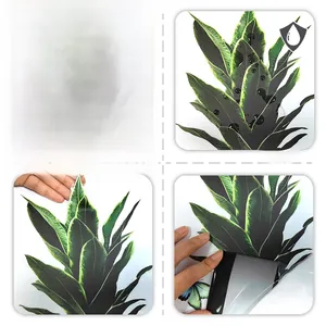 Detail showing waterproof green leaf and butterfly window stickers with dual-sided design