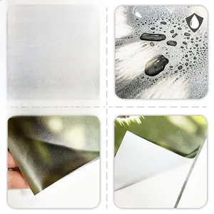 Detail of waterproof matte wall sticker showing the front texture and adhesive backing side