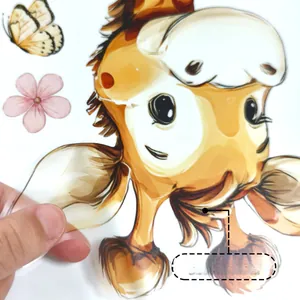 Detail showing adhesive cartoon giraffe wall sticker with floral pattern and easy peel feature