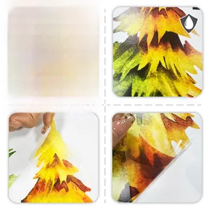 Waterproof watercolor autumn tree wall stickers showing adhesive back and moisture resistance