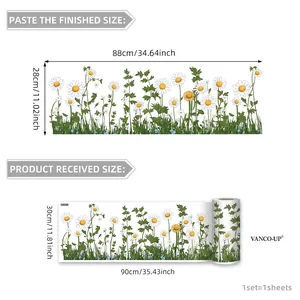 Wandtattoo Gänseblümchen Gras Blumen Fußleiste für Wohnzimmer Schlafzimmer Deko