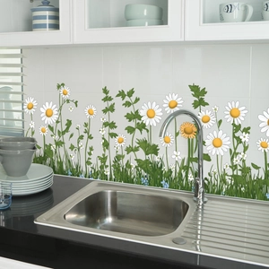 Gänseblümchen Gras Wandaufkleber Wasserdicht PVC Selbstklebend Fußleiste Sockelleiste Pastoralen Stil Kreative Dekoration