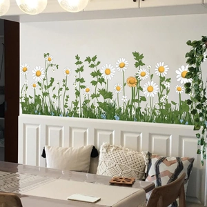 Detail von kreativen Gänseblümchen-Wandaufklebern für die Wohnzimmer-Wanddekoration