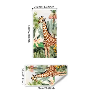 Detail of tropical giraffe wall sticker showing final 28x58cm size and the original layout