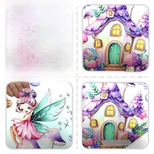 Detailed close-up showing the glitter texture and reverse side of mushroom fairy window stickers