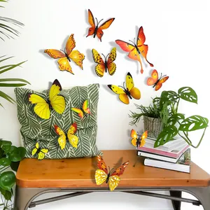 3D colorful butterfly wall stickers with gold stamping for festive home wall decoration