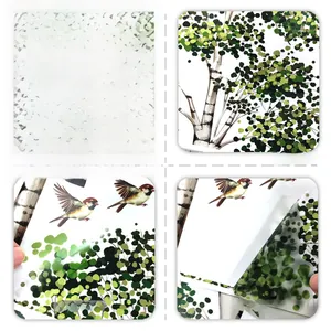 Detail of birch tree leaves wall stickers showing clear texture and adhesive backing