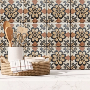 Retro Mandala Muster Fliesenaufkleber Wasserdicht PVC Selbstklebend Wandtattoos Für Küche Badezimmer Haus Deko Vintage Stil