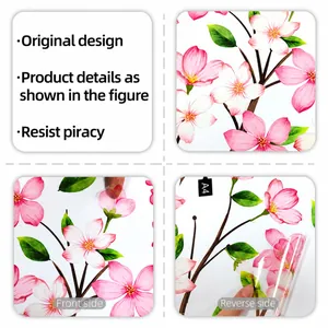 Detalle de pegatinas de pared de flor de cerezo rosa tamaño A4 con adhesivo transparente