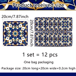 Detaillierte Größentabelle für Mandala Marmor Fliesenaufkleber im 12er Set, 20x20cm