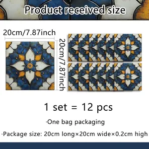 Größentabelle für Vintage-Mosaik-Wandaufkleber mit Details zu den 20x20cm Fliesenmaßen
