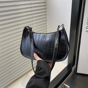 Sac Hobo Femme Mode Motif Crocodile Cuir PU Sac À Main Sous Les Aisselles Rétro Couleur Unie Élégant Quotidien