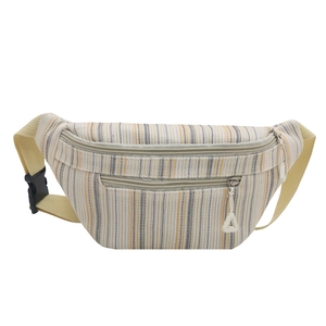 Gestreifte Bauchtasche mit großem Fassungsvermögen, Gurt und vorderer Tasche