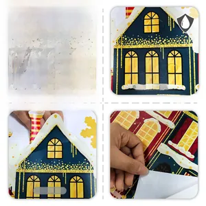 Waterproof hand-painted Christmas house wall sticker with snow effect and blue finish