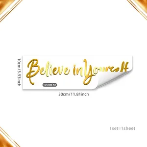 Tableau des tailles de 30x10cm pour stickers muraux dorés Believe in Yourself