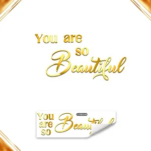 Tableau des tailles pour autocollant mural doré You are SO Beautiful avec dimensions