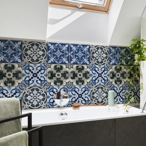 Moroccan style retro marble pattern tile stickers for bathroom wall decoration