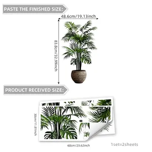 Tropical monstera leaf wall decal set in waterproof PVC for home background decoration