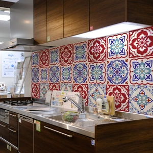 Retro Mandala Tile Stickers Waterproof Oil-Proof PVC Wall Decals Kitchen Bathroom Backsplash Moroccan Bohemian Patterned