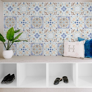 Self-adhesive Mediterranean mandala wall tiles for vintage kitchen and balcony decoration