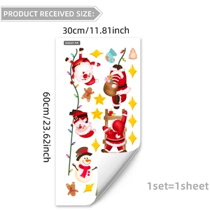 30x60cm Christmas window decals featuring Santa Claus, snowmen and gingerbread men