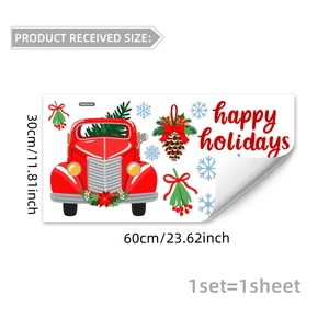 Detail of Christmas truck wall sticker with pine cones and happy holidays text