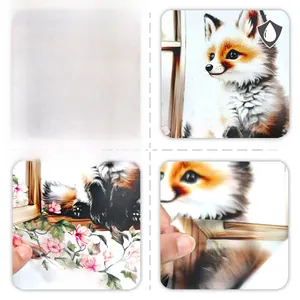 Waterproof detail of fox and floral wall sticker showing durable PVC surface