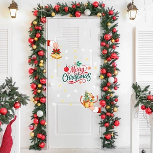 Detailed Christmas door decal featuring Merry Christmas lettering and Santa elements
