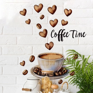 Creative Coffee Time Let's Cook Kitchen Wall Stickers Removable PVC Food Butterfly Lavender Decals For Restaurant Dining Room Home Decor