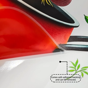 Detail showing adhesive backing and removable layer of the heart coffee wall sticker