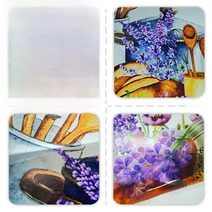 Detailed macro view showing the front and reverse side of lavender kitchen wall stickers