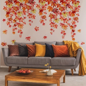 Pegatinas de pared de hojas de membrillo pintadas a mano para salón y cuarto