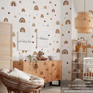 Bohemian style rainbow wall stickers in earthy tones for kids room and home decor