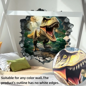 Detailed 3D dinosaur wall sticker texture showing the no-white-edge contour design