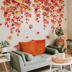 Pegatinas de pared con hojas de membrillo de otoño y ramas colgantes para el salón