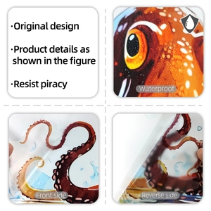 Waterproof octopus wall sticker detail showing the vibrant orange suckers and texture