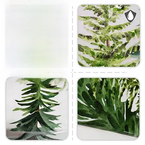Waterproof double-sided window stickers featuring green pine trees and fern patterns