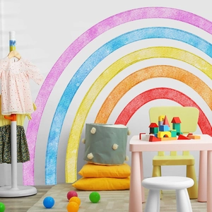Creative hand-painted large rainbow wall sticker for children's bedroom decor