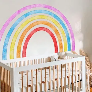 Creative hand-painted rainbow wall stickers for nursery and children's bedroom decor