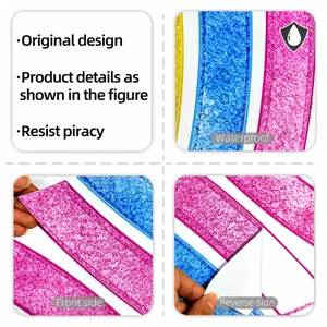 Waterproof self-adhesive rainbow wall stickers with glitter texture and peel-and-stick design